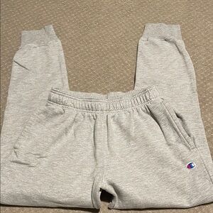 Champion Gray Sweatpants Elastic Waistband Fleece Interior